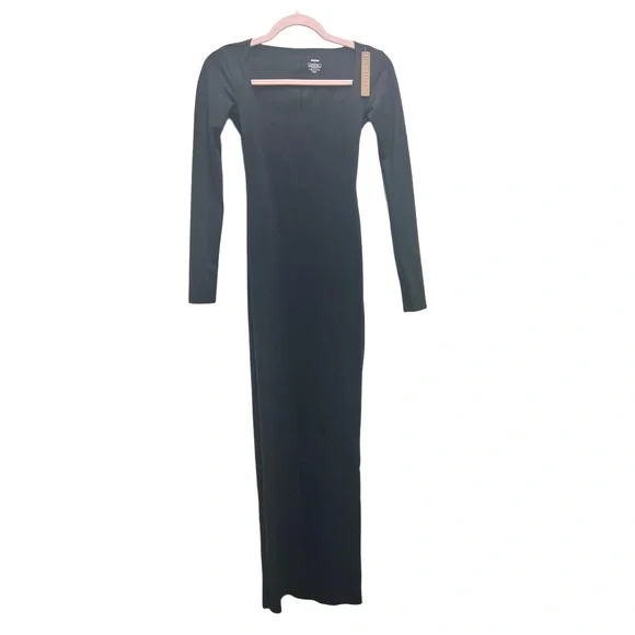 NWT SKIMS BODY Womens Long Slip Dress Size S Onyx Bodycon Square Neck Elegant - Picture 4 of 8